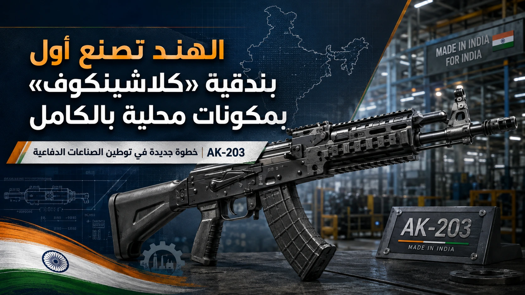 الهند تصنع بندقية AK-203 محلية بالكامل ضمن مبادرة صنع في الهند - صورة مميزة صورة مميزة: الهند تصنع بندقية AK-203 محلية بالكامل ضمن مبادرة صنع في الهند